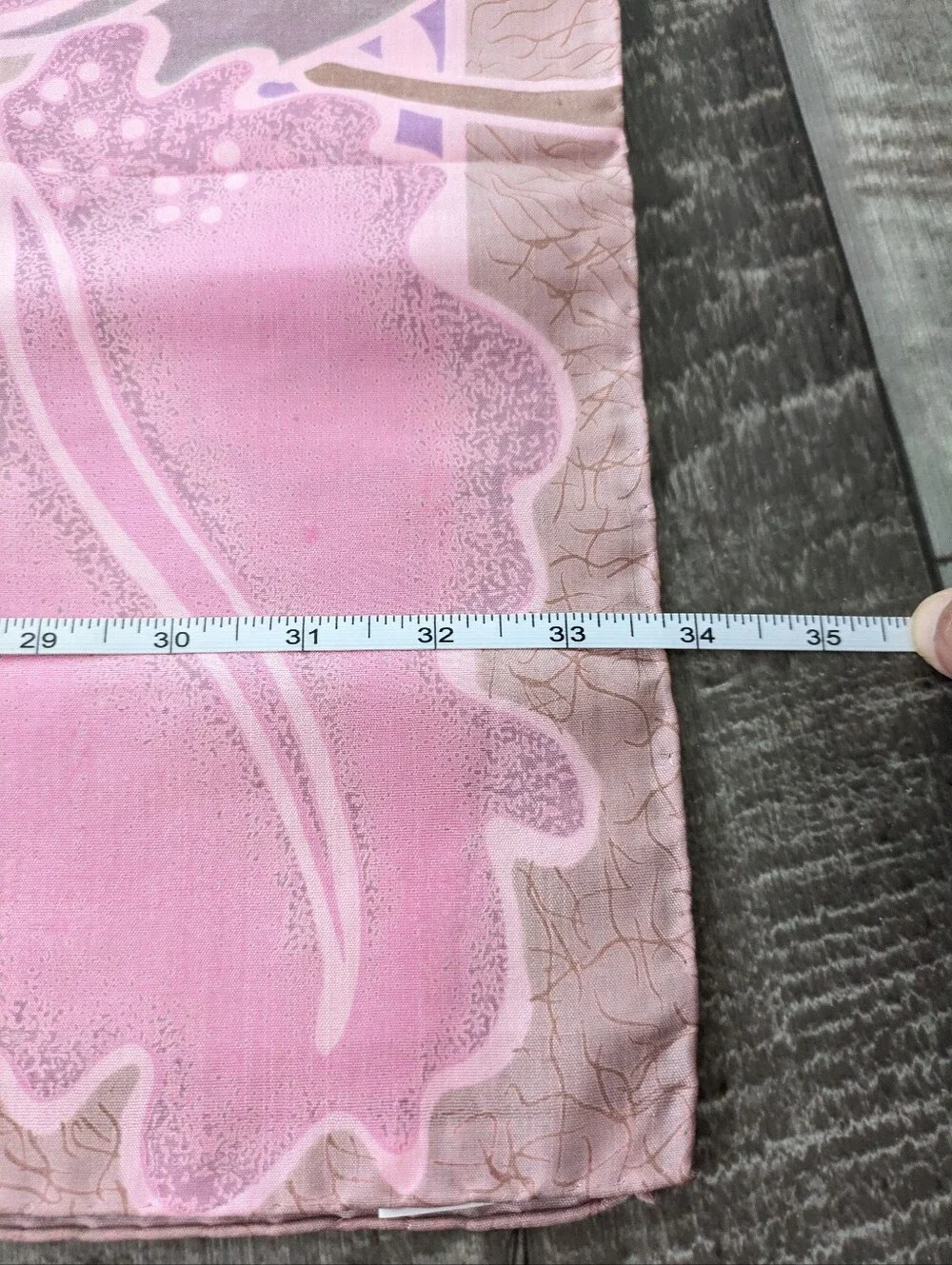 Vintage Thai Silk Scarf Pink Floral Print Made in Thailand 36x34